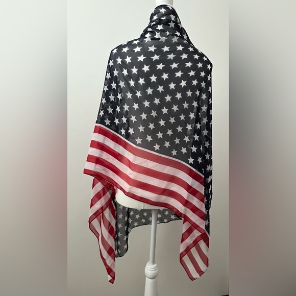 Mixit New Red Blue White Stars Stripes Scarf - Picture 2 of 8